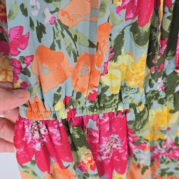 {LC Lauren Conrad} Off-the-Shoulder Midi Dress in Floral Print - Size Medium - Picture 12 of 15